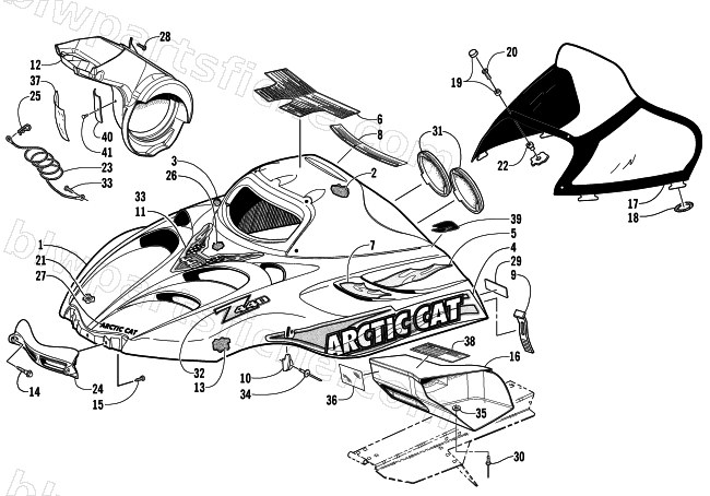 HOOD AND WINDSHIELD ASSEMBLY diagram