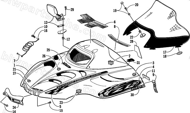 HOOD AND WINDSHIELD ASSEMBLY diagram