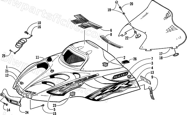 HOOD AND WINDSHIELD ASSEMBLY diagram