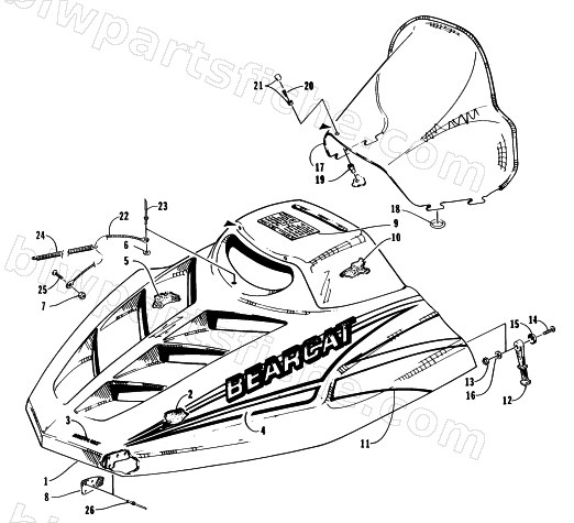 HOOD AND WINDSHIELD ASSEMBLY diagram