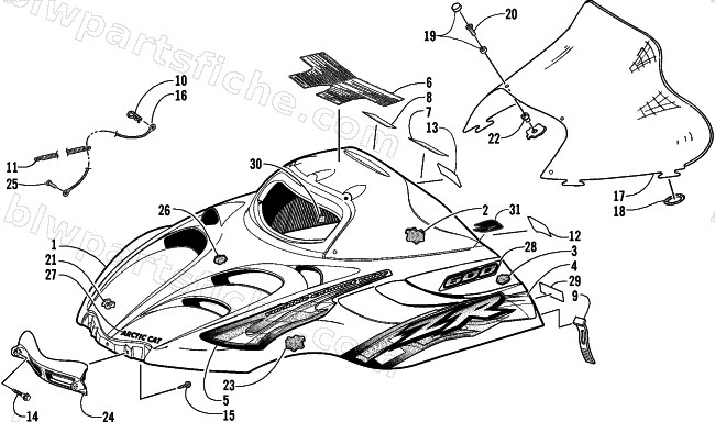 HOOD AND WINDSHIELD ASSEMBLY diagram