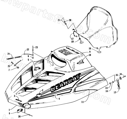HOOD AND WINDSHIELD ASSEMBLY diagram