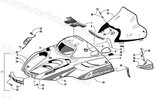 HOOD AND WINDSHIELD ASSEMBLY diagram