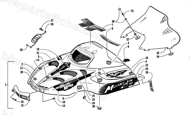 HOOD AND WINDSHIELD ASSEMBLY diagram