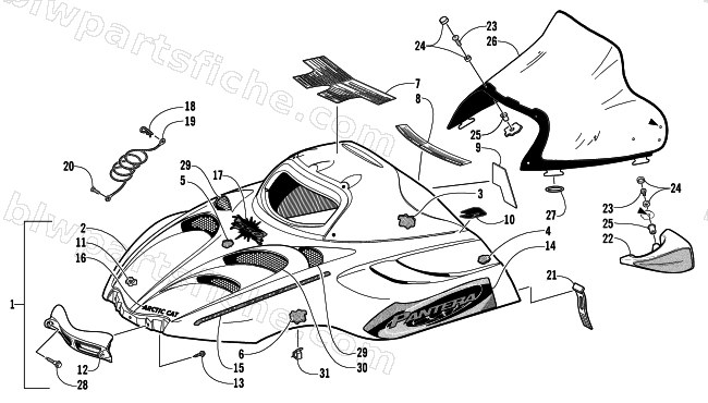 HOOD AND WINDSHIELD ASSEMBLY diagram