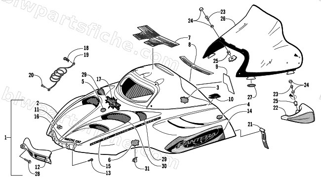 HOOD AND WINDSHIELD ASSEMBLY diagram
