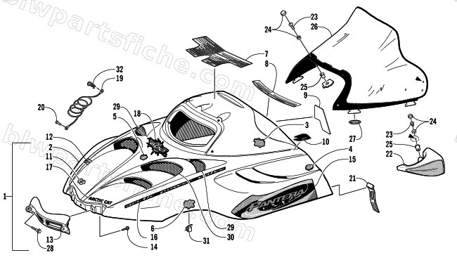 HOOD AND WINDSHIELD ASSEMBLY diagram