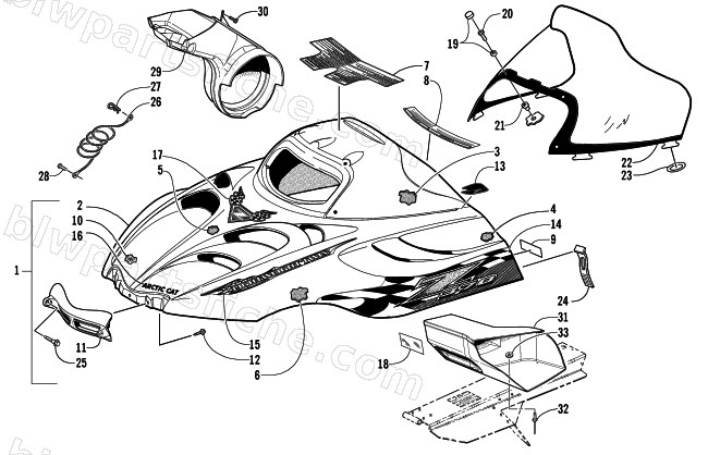 HOOD AND WINDSHIELD ASSEMBLY diagram
