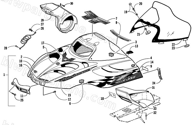HOOD AND WINDSHIELD ASSEMBLY diagram