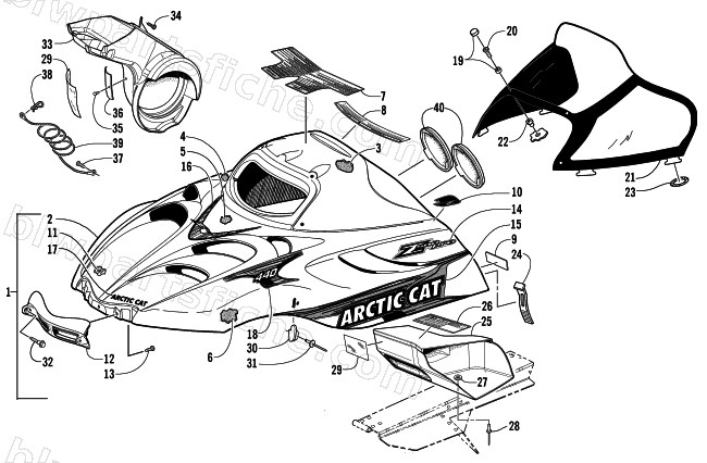 HOOD AND WINDSHIELD ASSEMBLY diagram