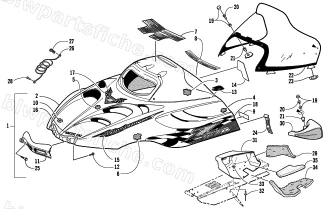 HOOD AND WINDSHIELD ASSEMBLY diagram