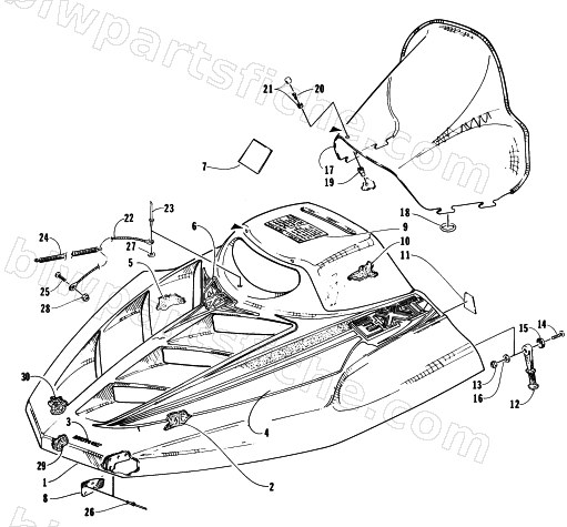 HOOD AND WINDSHIELD ASSEMBLY diagram