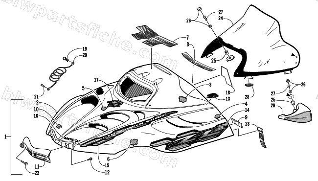 HOOD AND WINDSHIELD ASSEMBLY diagram
