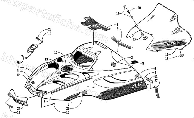 HOOD AND WINDSHIELD ASSEMBLY diagram