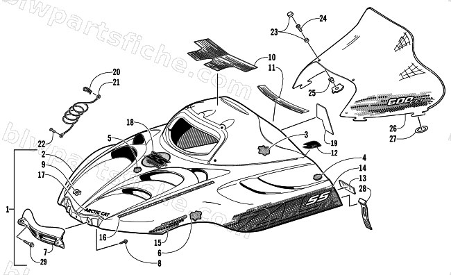 HOOD AND WINDSHIELD ASSEMBLY diagram
