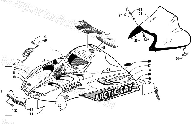 HOOD AND WINDSHIELD ASSEMBLY diagram