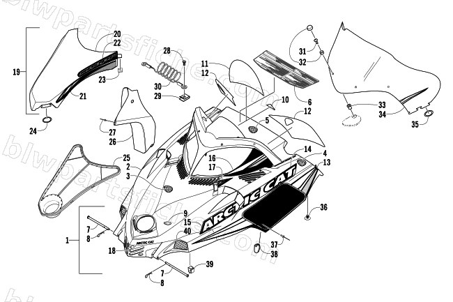 HOOD AND WINDSHIELD ASSEMBLY diagram