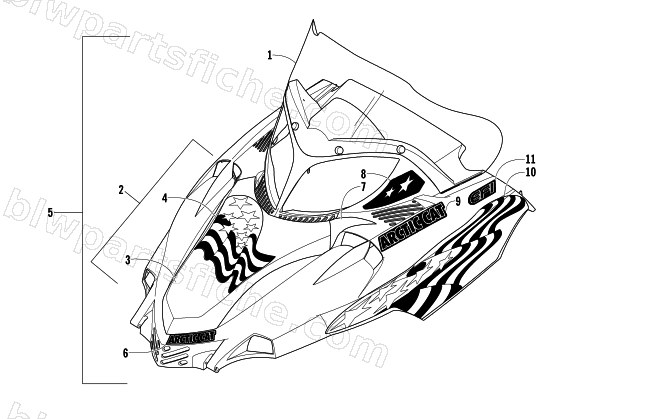 HOOD AND WINDSHIELD ASSEMBLY diagram