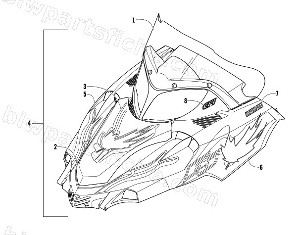 HOOD AND WINDSHIELD ASSEMBLY diagram