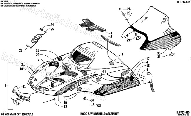 HOOD AND WINDSHIELD ASSEMBLY diagram