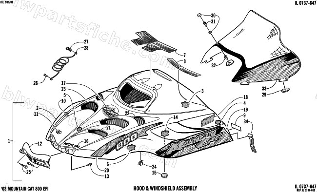 HOOD AND WINDSHIELD ASSEMBLY diagram