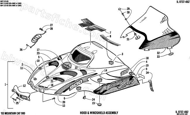 HOOD AND WINDSHIELD ASSEMBLY diagram