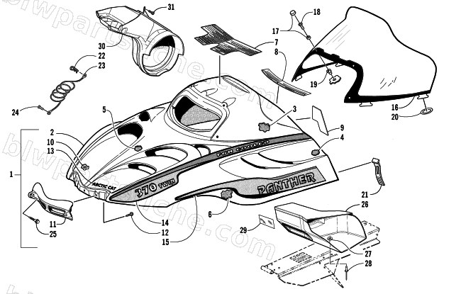 HOOD AND WINDSHIELD ASSEMBLY diagram