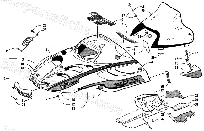 HOOD AND WINDSHIELD ASSEMBLY diagram