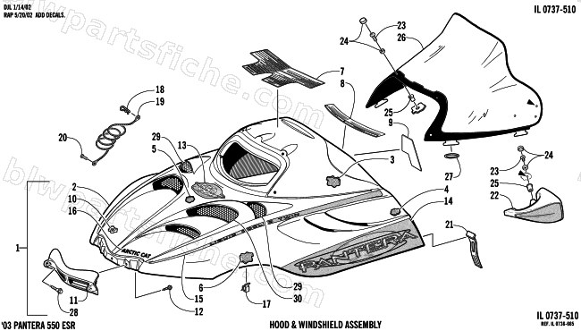 HOOD AND WINDSHIELD ASSEMBLY diagram