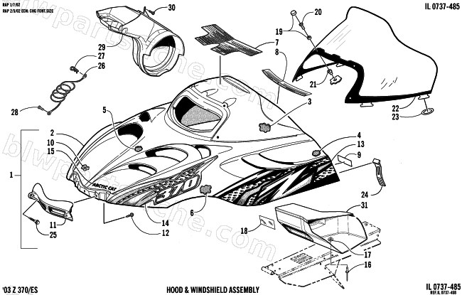 HOOD AND WINDSHIELD ASSEMBLY diagram