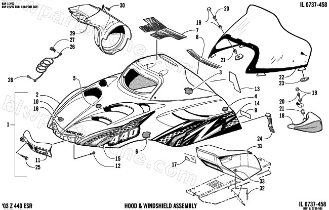 HOOD AND WINDSHIELD ASSEMBLY diagram