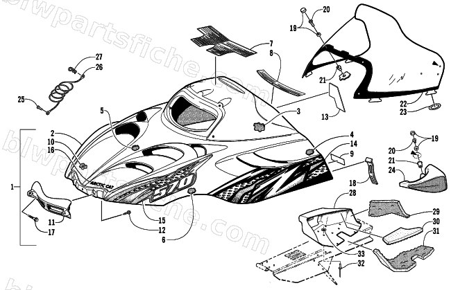 HOOD AND WINDSHIELD ASSEMBLY diagram