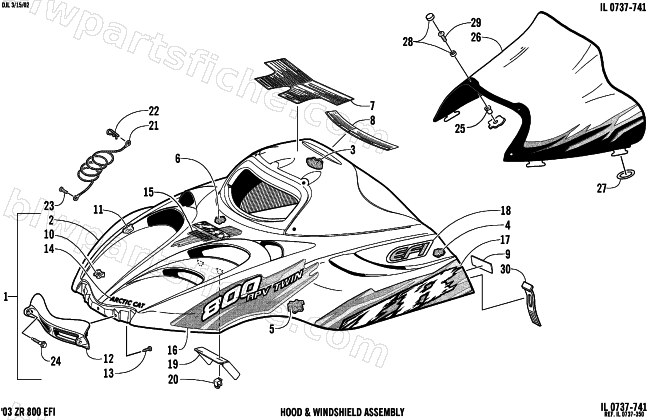 HOOD AND WINDSHIELD ASSEMBLY diagram