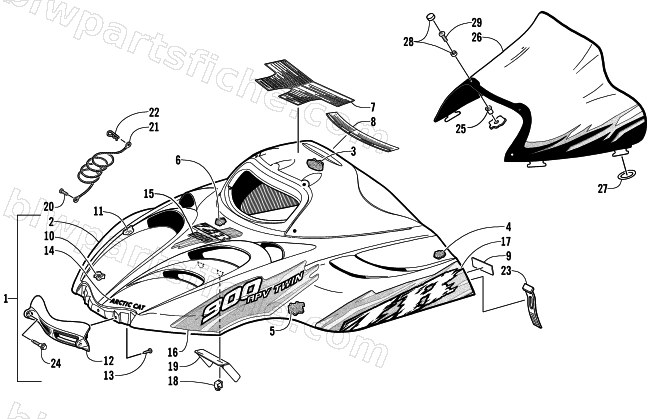 HOOD AND WINDSHIELD ASSEMBLY diagram