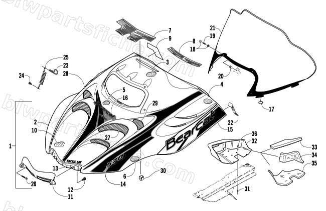 HOOD AND WINDSHIELD ASSEMBLY diagram