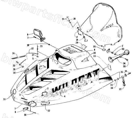 HOOD AND WINDSHIELD ASSEMBLY diagram