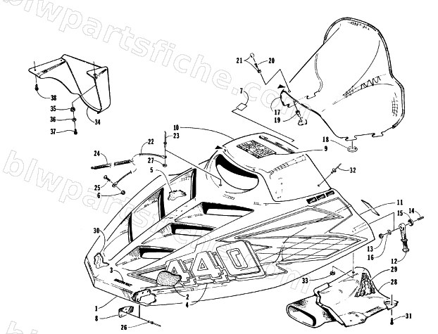 HOOD AND WINDSHIELD ASSEMBLY diagram
