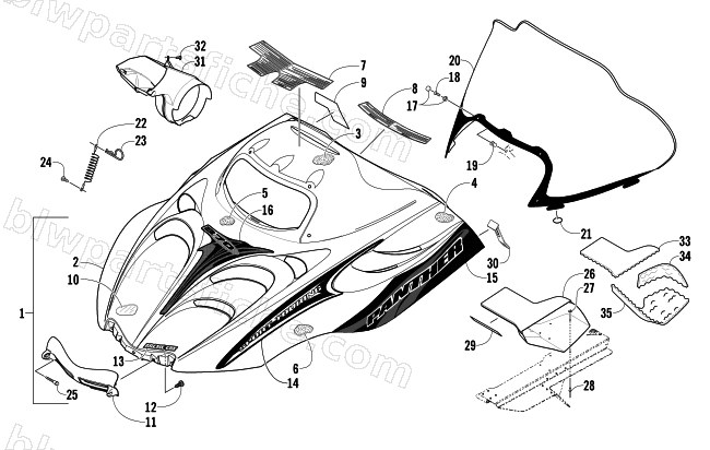 HOOD AND WINDSHIELD ASSEMBLY diagram