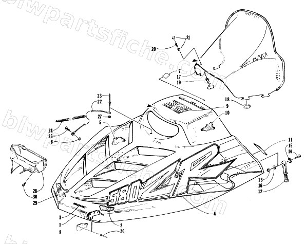 HOOD AND WINDSHIELD ASSEMBLY diagram