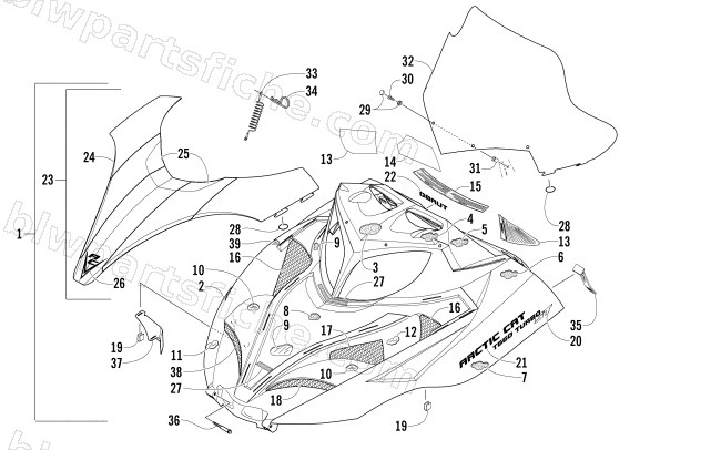 HOOD AND WINDSHIELD ASSEMBLY diagram
