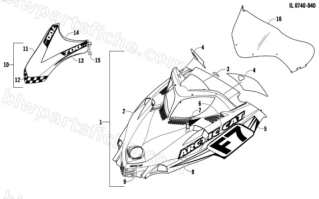 HOOD AND WINDSHIELD ASSEMBLY diagram
