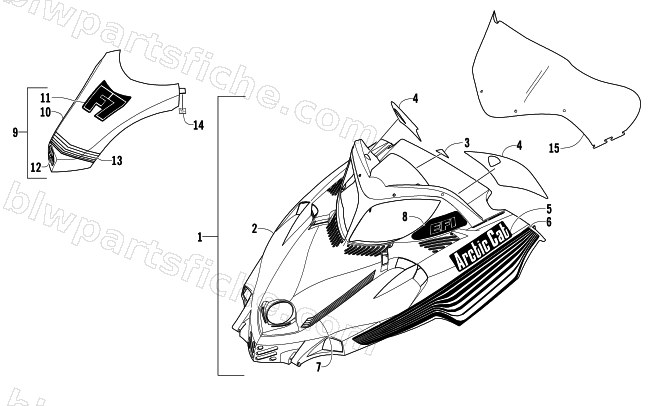HOOD AND WINDSHIELD ASSEMBLY diagram