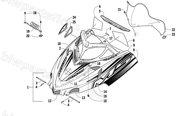 HOOD AND WINDSHIELD ASSEMBLY diagram