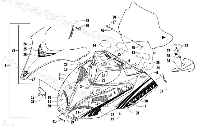 HOOD AND WINDSHIELD ASSEMBLY diagram