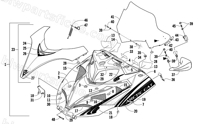 HOOD AND WINDSHIELD ASSEMBLY diagram