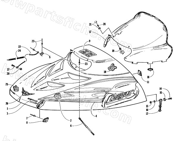 HOOD AND WINDSHIELD ASSEMBLY diagram