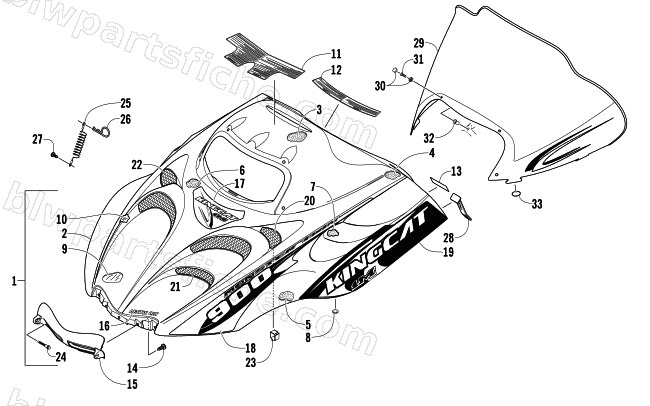 HOOD AND WINDSHIELD ASSEMBLY diagram