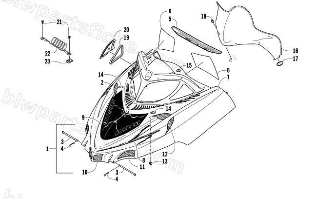 HOOD AND WINDSHIELD ASSEMBLY diagram