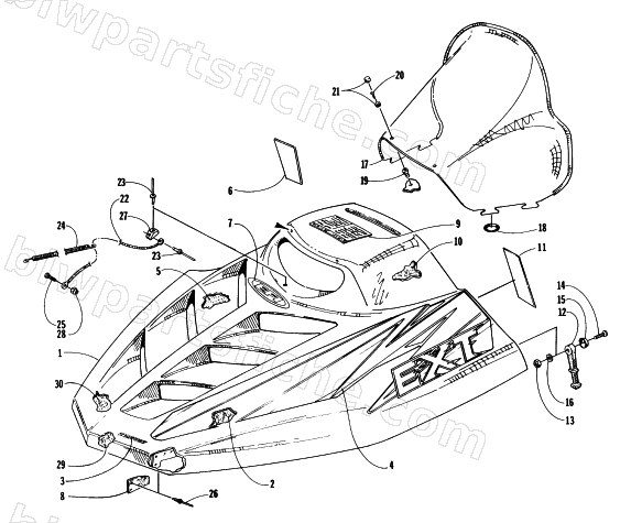 HOOD AND WINDSHIELD ASSEMBLY diagram
