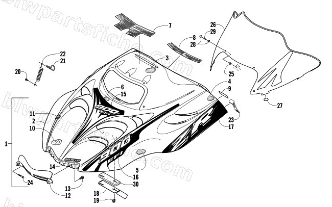 HOOD AND WINDSHIELD ASSEMBLY diagram